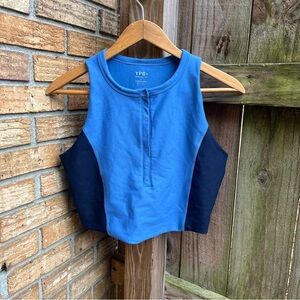 Abercrombie & Fitch YPB sculptLUX Plunge Henley Slim Tank Blue